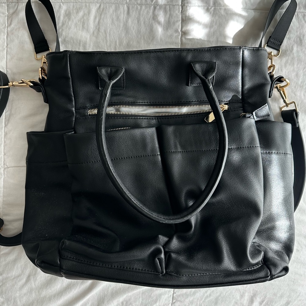 Elegant Black Leather Tote Bag